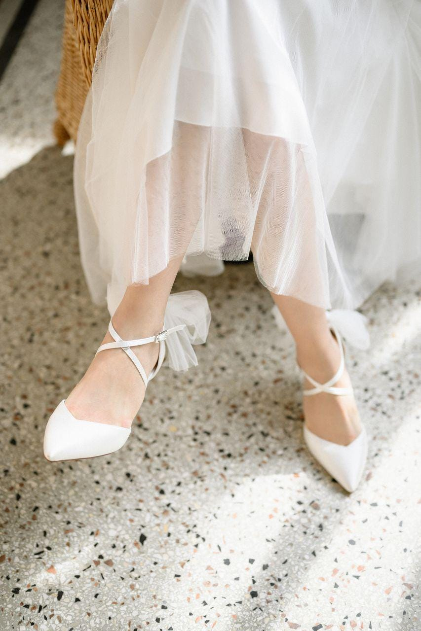 Women’s White Pointed-Toe Ankle Strap Heels